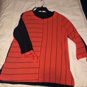 Ali Miles long sleeve top. Small. Orange & black.